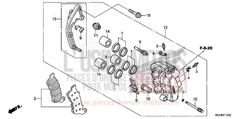 L. FRONT BRAKE CALIPER for VFR1200X Dual Clutch PEARL COSMIC BLACK (NHA64) from 2014
